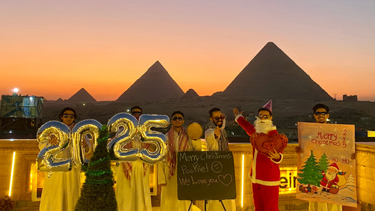 Christmas greetings from Egyptian pyramids